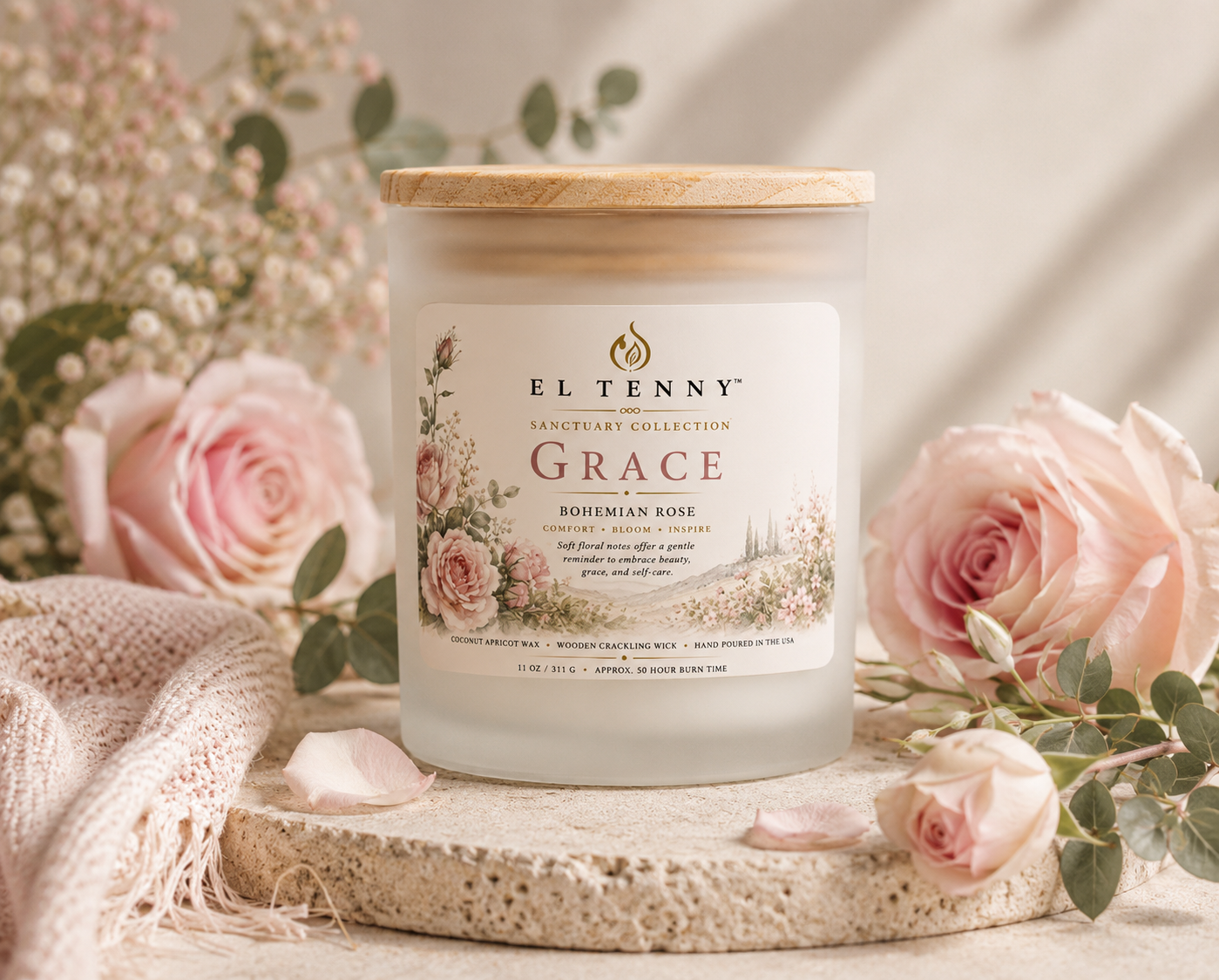 El Tenny™ Sanctuary Collection – Grace™ Bohemian Rose Candle