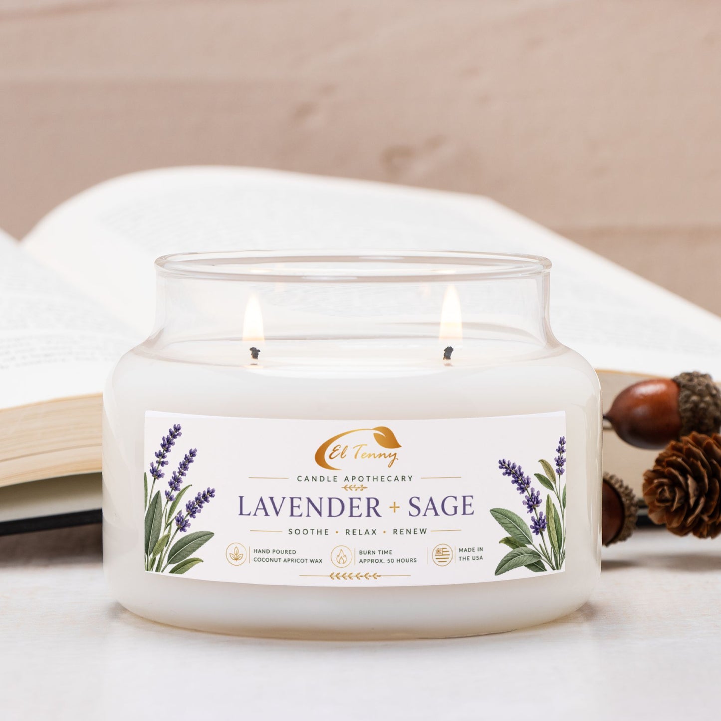 El Tenny™ Lavender + Sage Apothecary Candle